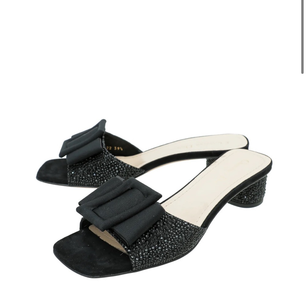 Christian Dior Black Suede Idylle Strass Slide Mules